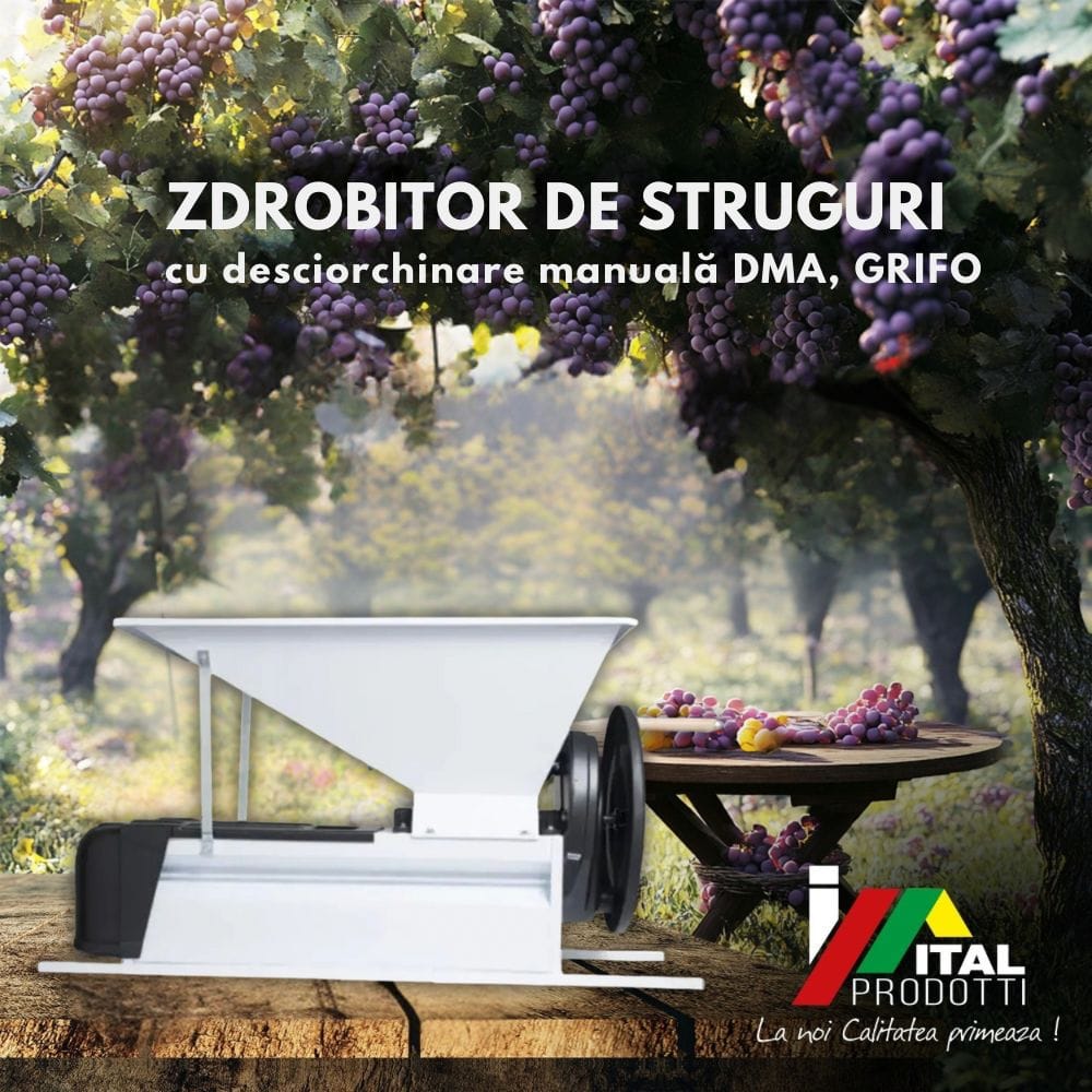 Zdrobitor de Struguri cu Desciorchinare manual DMA, Grifo - imagine 6